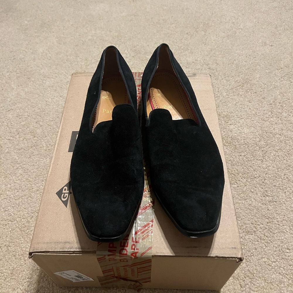 Men’s Christian Louboutin black suede shoes size 46 euro. Should fit size 12 men